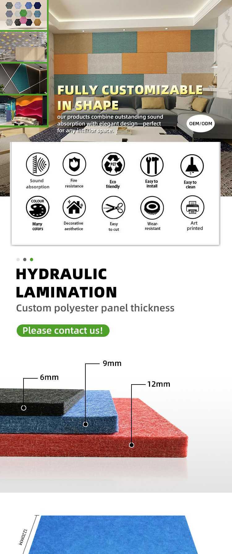 High Density Polyester Acoustic Panels For Wall-1
