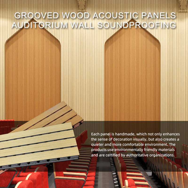 Grooved Wood Acoustic Panels | Auditorium Wall Soundproofing-1