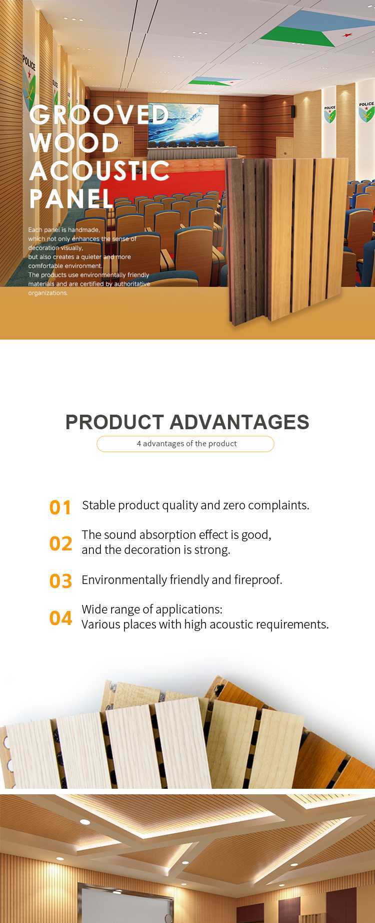 Grooved Wood Acoustic Panels | Auditorium Wall Soundproofing-1