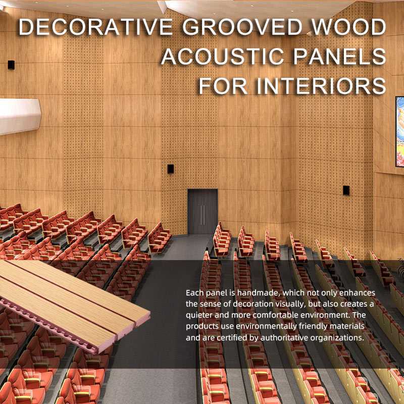 Grooved Wood Acoustic Panels | Auditorium Wall Soundproofing-1